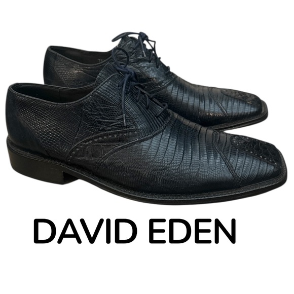 Authentic David Eden signature designer crocodile leather vintage derby shoes 12